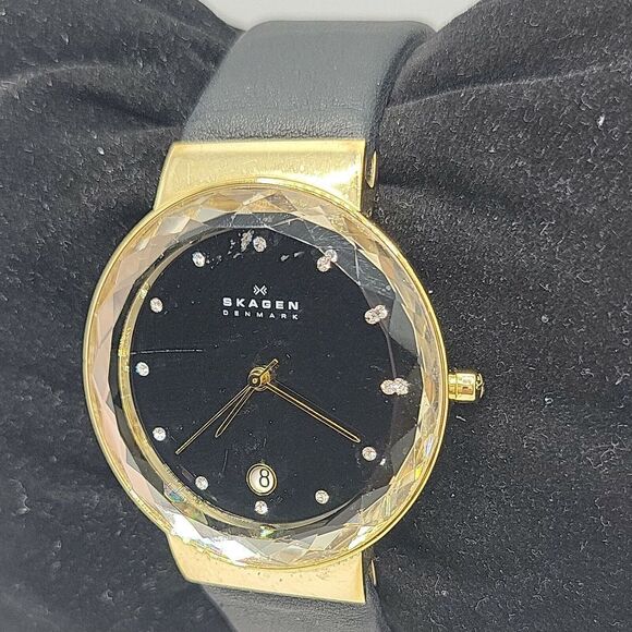 Skagen SKW2124 Womens Black Leather Analog Dial Quartz Genuine Wrist Watch AM736 main image 9